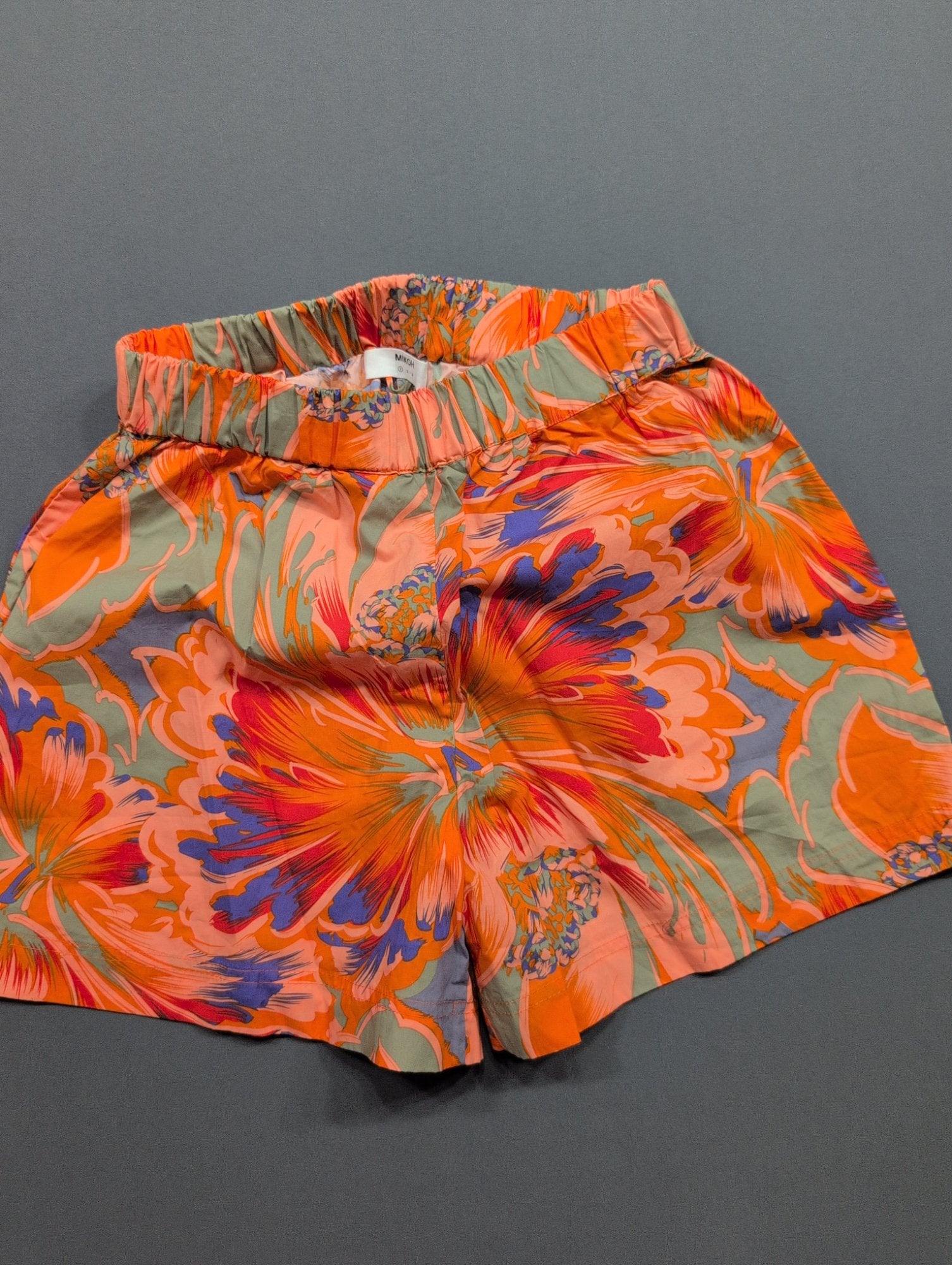 MIKOH Floral Print High-Waist Shorts Size 1 Orange Multicolor
