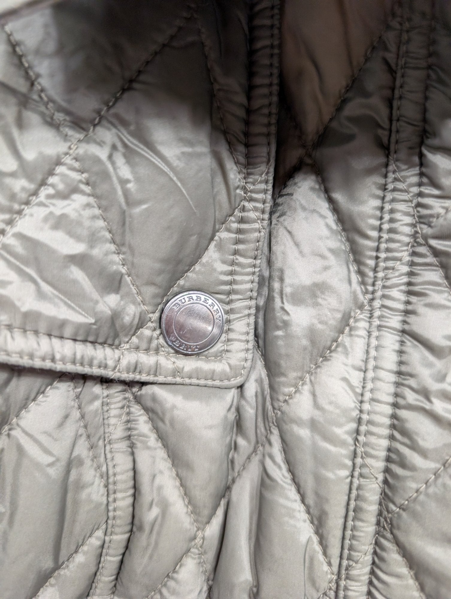 Burberry Brit Women's Quilted Jacket Olive Green Belted Coat
