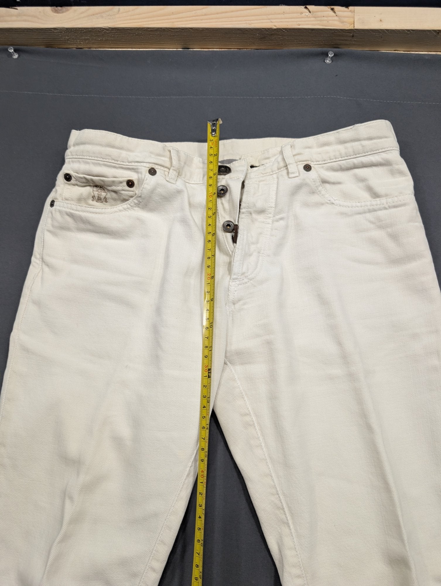 Brunello Cucinelli White Denim Jeans 100% Cotton Button Fly