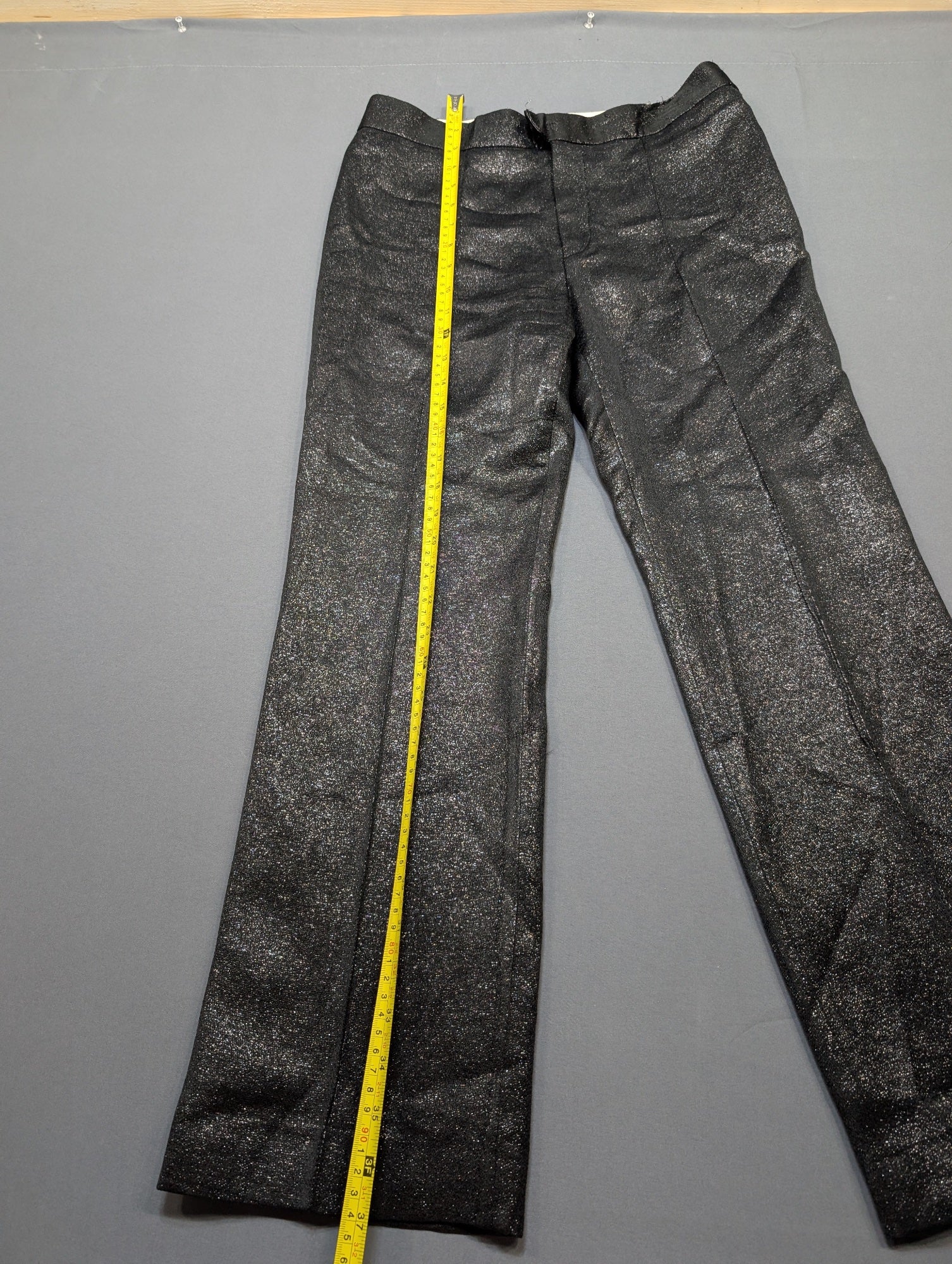 Isabel Marant Metallic Glitter Flare Trousers Pants Silver Black EU 38