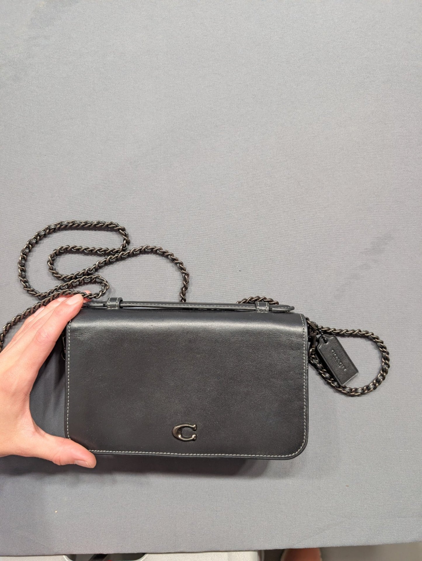 Coach Bandit Wallet on Chain Black Leather Crossbody Bag