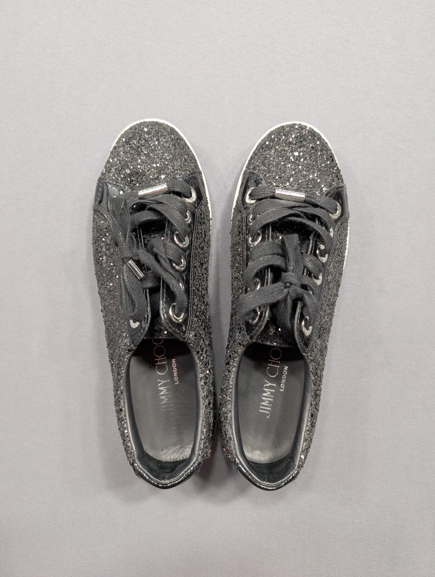 Jimmy Choo Cash Star Glitter Sneakers EU 38.5 Black