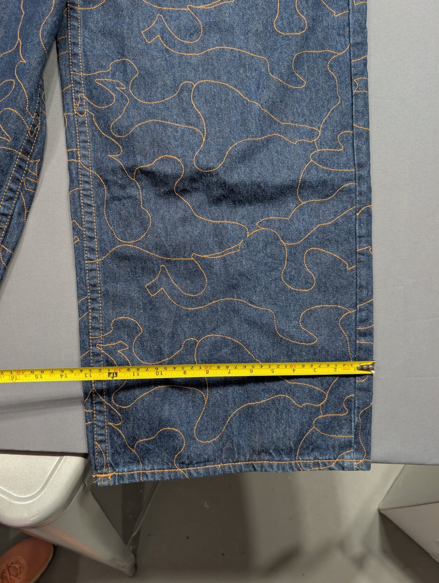 True Religion Mikey Baggy AF Jeans 34 Camo Stitch Dark Wash NWT
