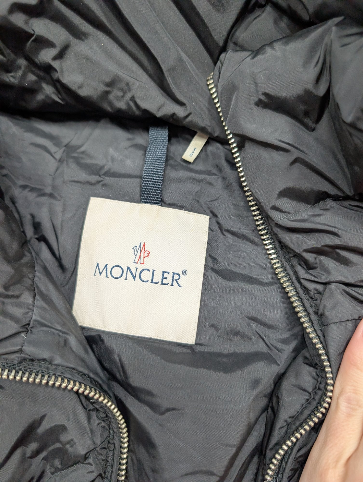Moncler Women's Quilted Down Puffer Jacket Wool Hem Black